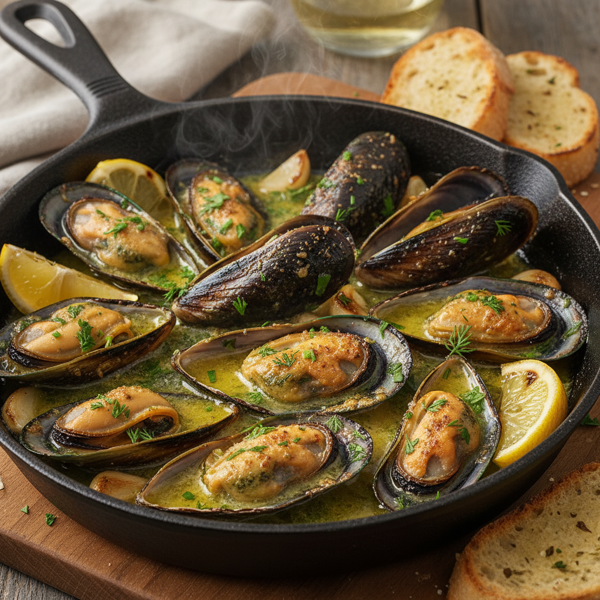 Herb-Butter Baked Mussels recipe