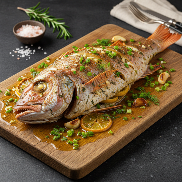Herb-Butter Baked Snapper with Green Onions recipe
