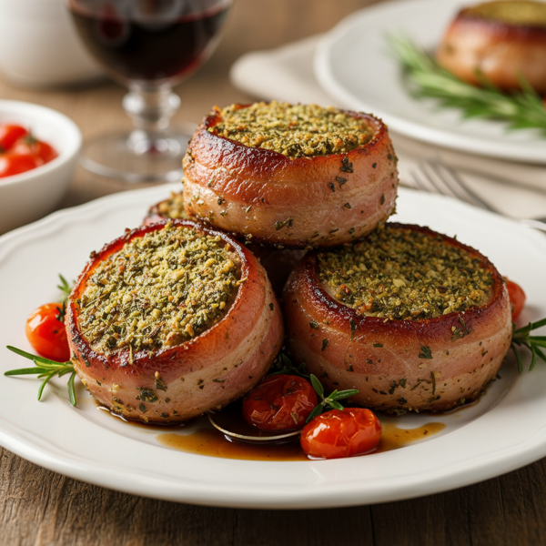 Herb-Crusted Bacon-Wrapped Pork Medallions recipe