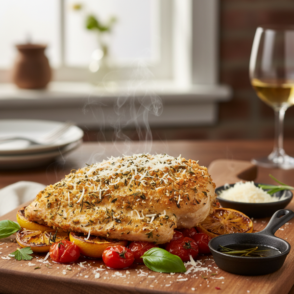 Herb-Crusted Crispy Chicken with Parmesan recipe