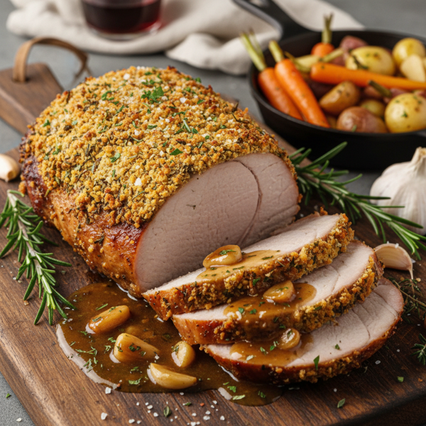 Herb-Crusted Garlic and Rosemary Pork Roast recipe