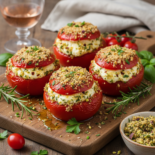 Herb-Crusted Goat Cheese Stuffed Tomatoes recipe
