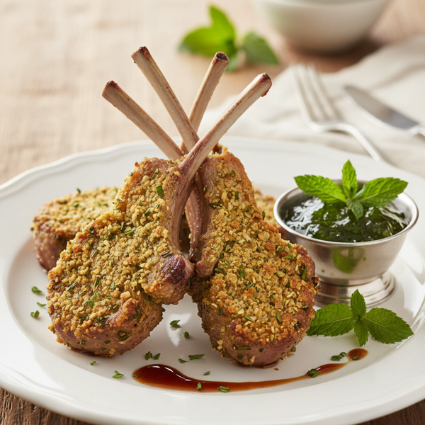 Herb-Crusted Lamb Chops with Mint Jelly recipe
