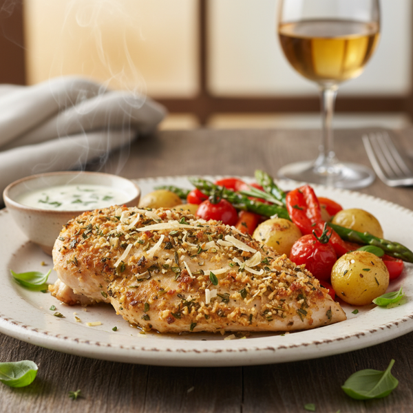 Herb-Crusted Parmesan Chicken Medley recipe