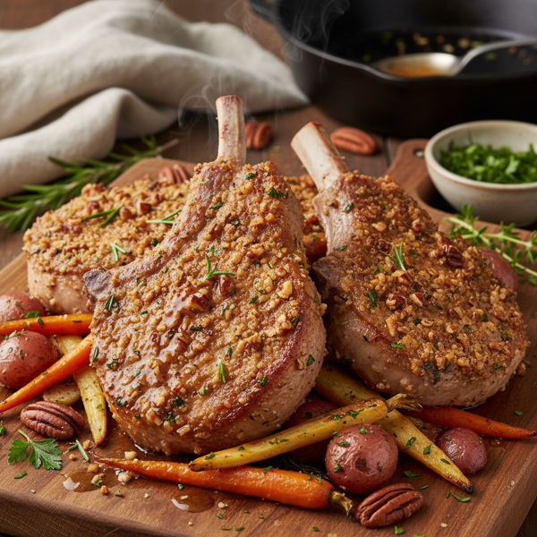 Herb-Crusted Pecan Pork Chops recipe