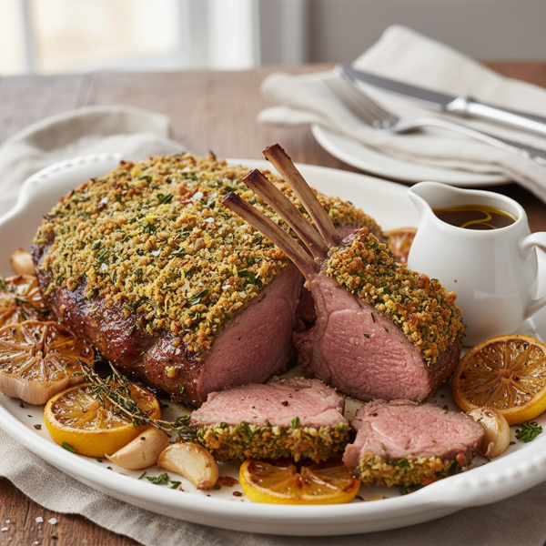 Herb-Crusted Rack of Lamb with Garlic and Lemon recipe