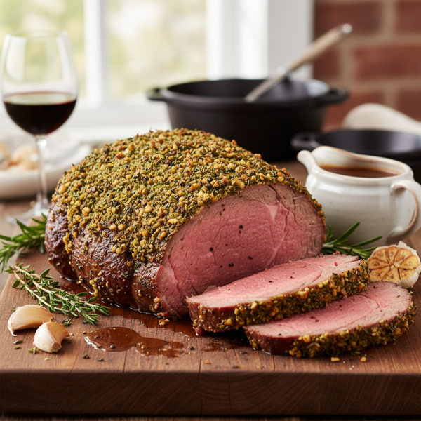 Herb-Crusted Roast Prime Rib with Au Jus recipe