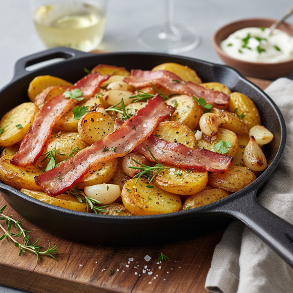 Herb-Infused Alsatian Potatoes with Bacon recipe
