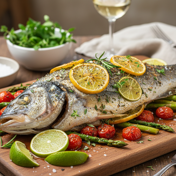 Herb-Infused Baked Sea Bass with Zesty Lime recipe