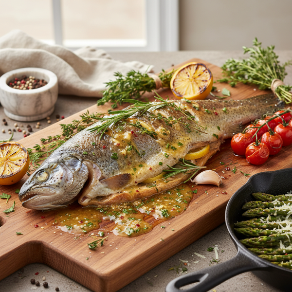 Herb-Infused Baked Trout with Garlic Butter recipe