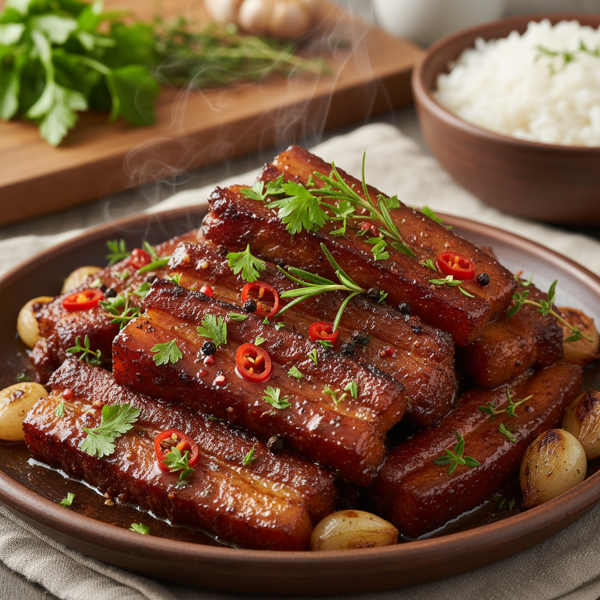 Herb-Infused Braised Pork Belly recipe