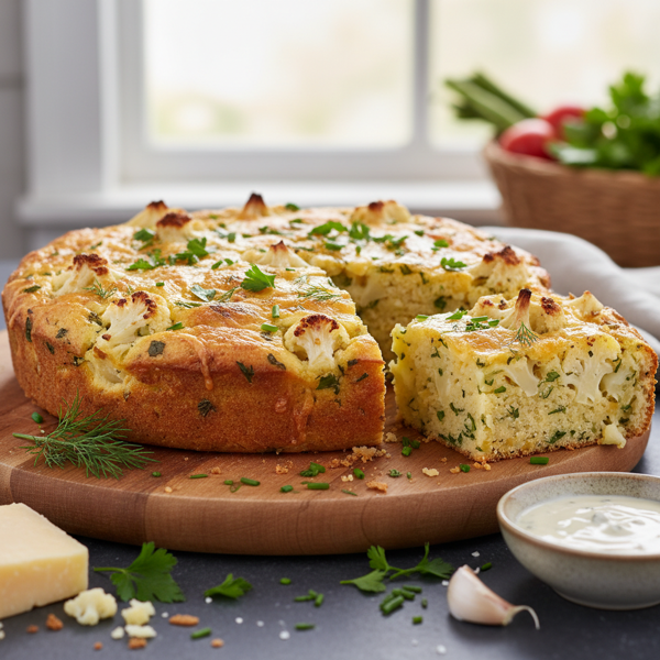 Herb-Infused Cauliflower and Cheese Savory Cake recipe
