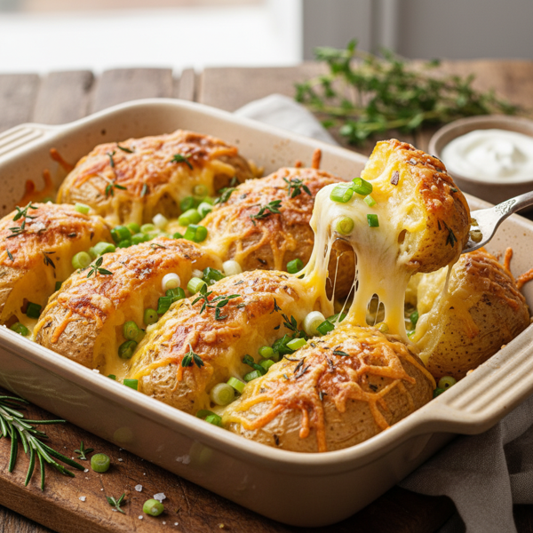 Herb-Infused Cheesy Baked Potatoes recipe