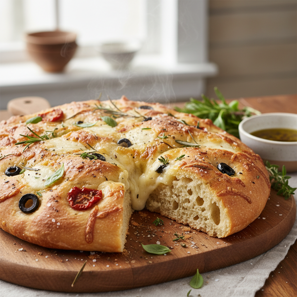 Herb-Infused Cheesy Focaccia Bread Delight recipe