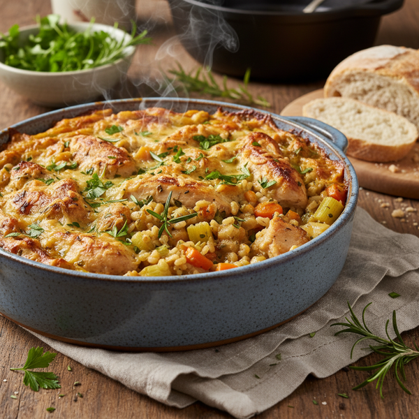 Herb-Infused Chicken and Barley Casserole recipe