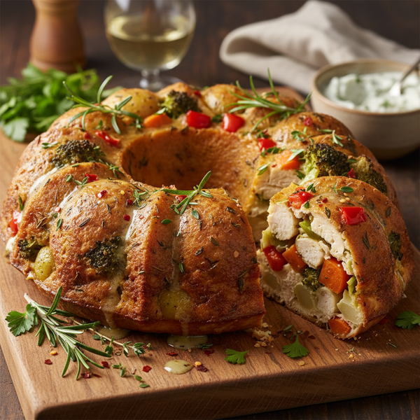 Herb-Infused Chicken and Vegetables Bundt Bake recipe