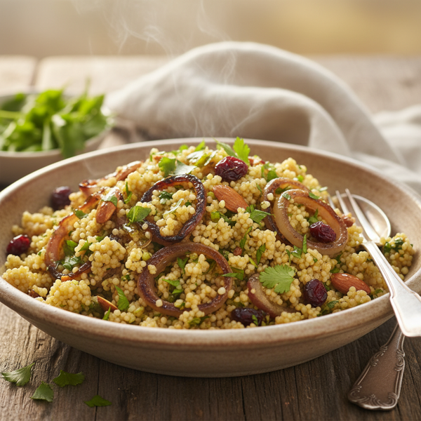 Herb-Infused Couscous with Caramelized Onions recipe