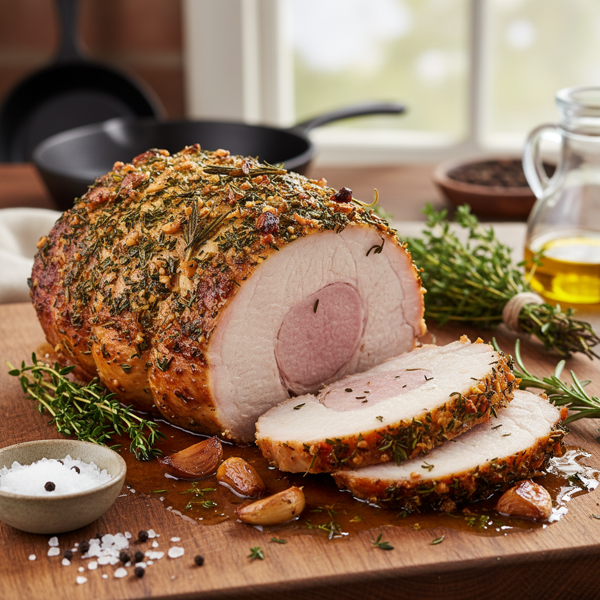 Herb-Infused Garlic-Thyme Roast Pork Loin recipe