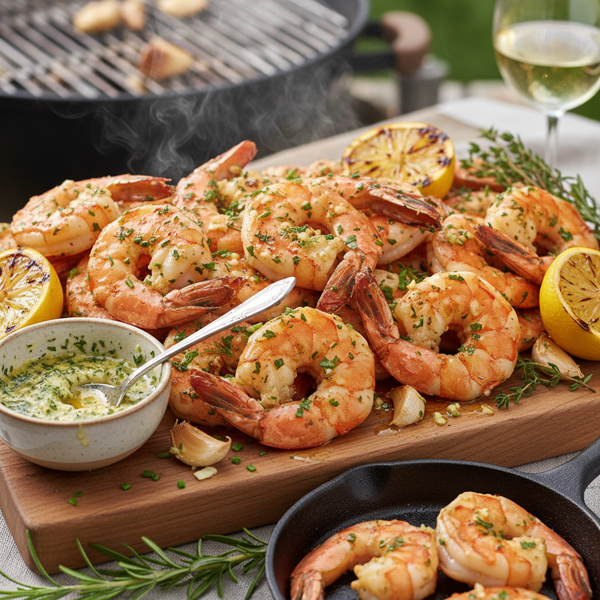 Herb-Infused Garlic Butter Grilled Jumbo Shrimp recipe