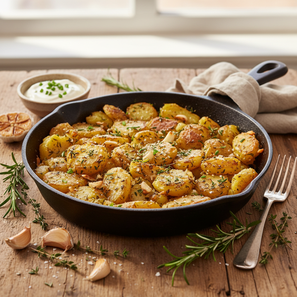 Herb-Infused Garlic Crunchy Potatoes recipe