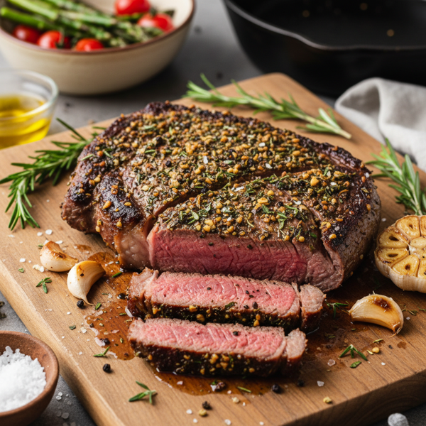 Herb-Infused Garlic Flat Iron Steak recipe