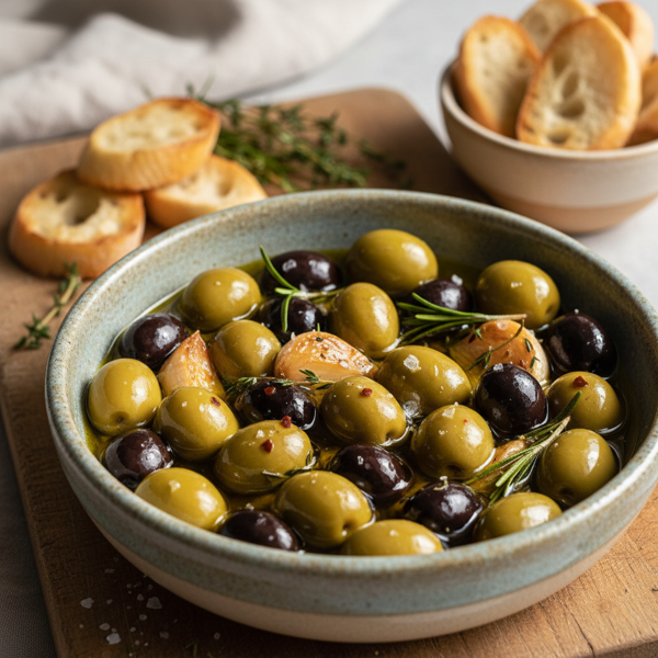 Herb-Infused Garlic Olives recipe