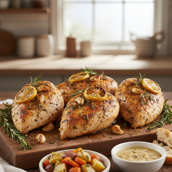 Herb-Infused Garlic Roast Chicken Breasts recipe
