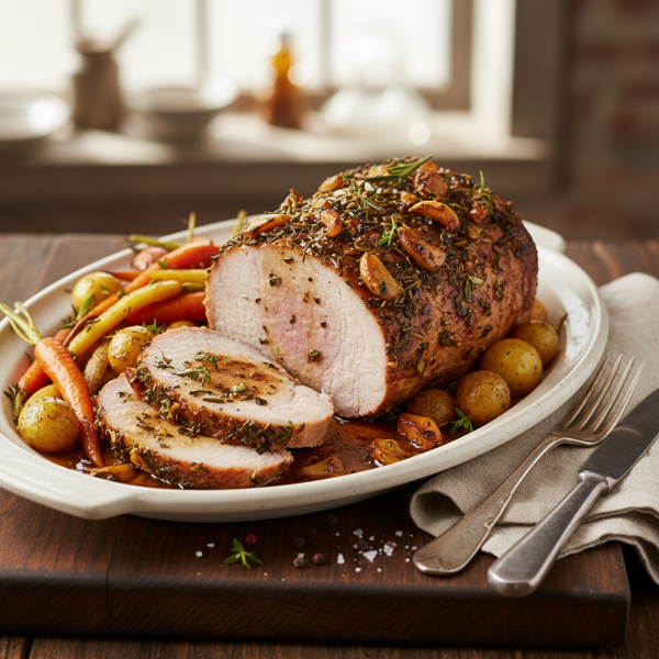 Herb-Infused Garlic Roasted Pork Loin recipe