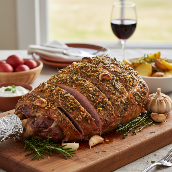 Herb-Infused Greek Easter Leg of Lamb recipe