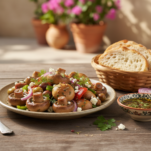 Herb-Infused Greek Marinated Mushrooms recipe