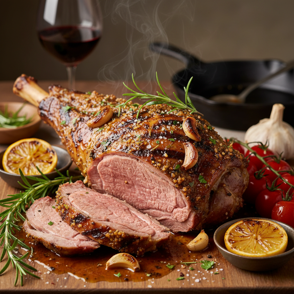 Herb-Infused Grilled Leg of Lamb with Garlic and Rosemary recipe