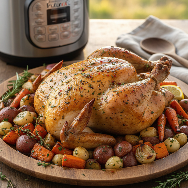 Herb-Infused Instant Pot Chicken with Rustic Root Vegetables recipe