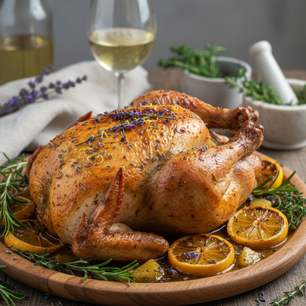 Herb-Infused Lavender Lemon Roasted Chicken recipe