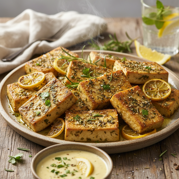 Herb-Infused Lemon Rosemary Baked Tofu recipe