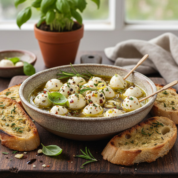 Herb-Infused Marinated Mozzarella Bites recipe