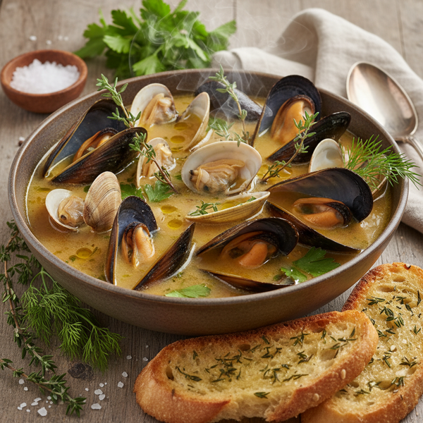 Herb-Infused Mussel and Clam Soup recipe