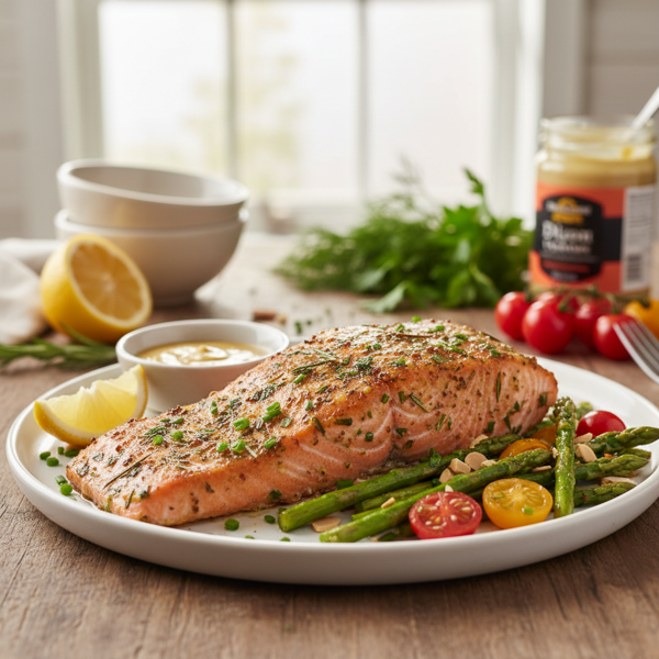 Herb-Infused Mustard-Glazed Salmon recipe