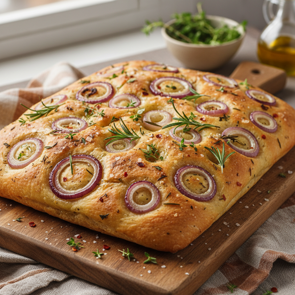 Herb-Infused Onion Focaccia Bread recipe