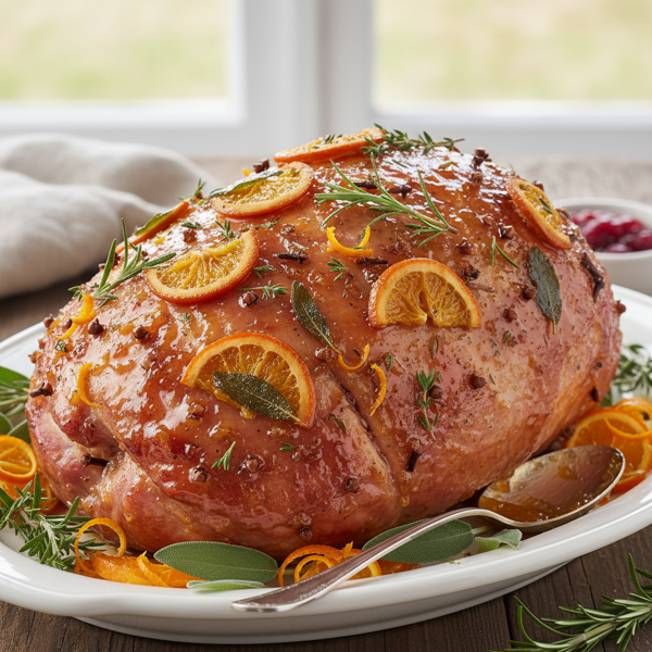Herb-Infused Orange Marmalade Glazed Ham recipe
