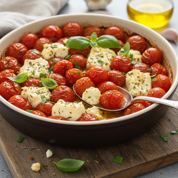 Herb-Infused Oven-Roasted Tomatoes with Creamy Feta recipe