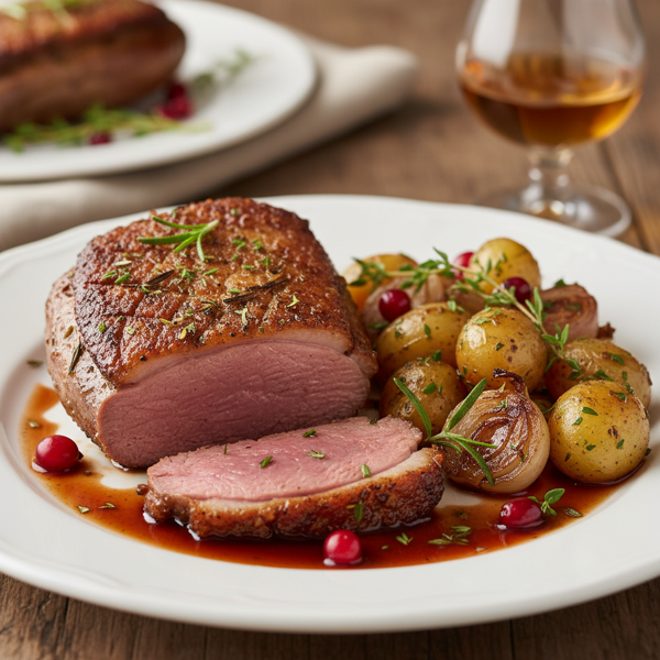Herb-Infused Pan-Seared Duck Breast with Sherried Reduction recipe