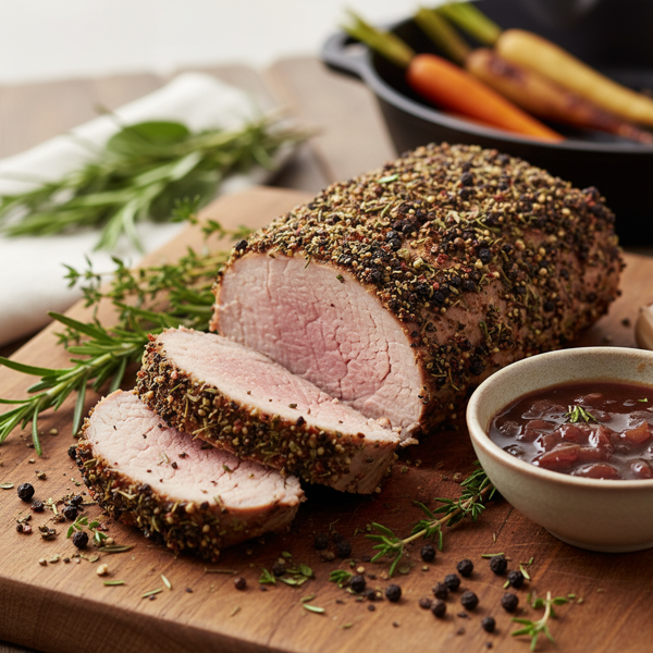 Herb-Infused Pepper-Crusted Pork Tenderloin recipe