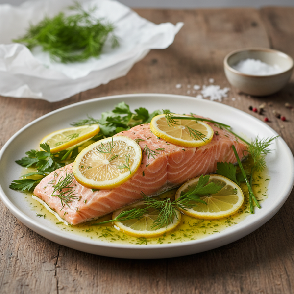 Herb-Infused Poached Salmon with Lemon & Dill recipe