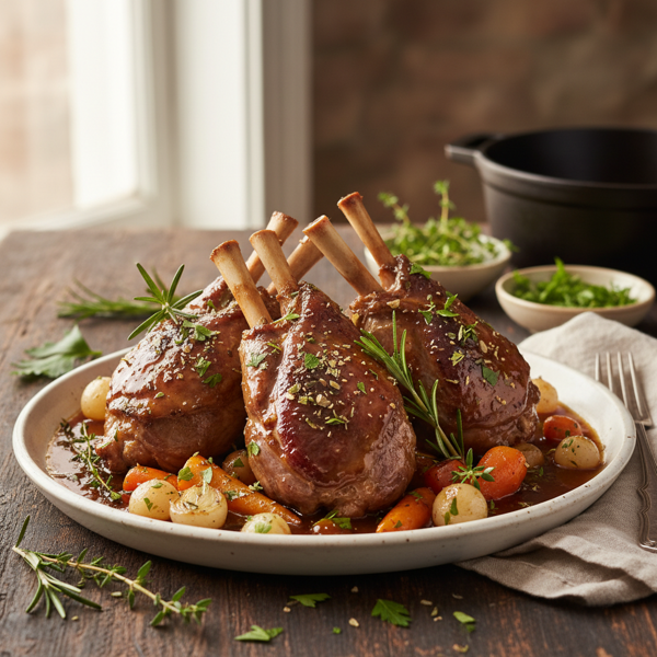 Herb-Infused Pressure Cooker Braised Lamb Shanks recipe