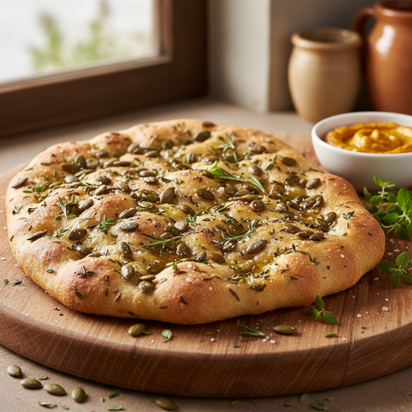 Herb-Infused Pumpkin Seed Flatbread recipe