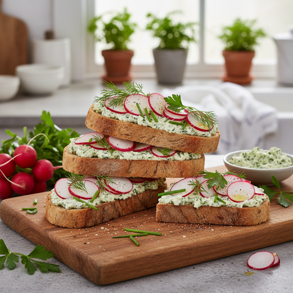 Herb-Infused Radish Delight Sandwiches recipe