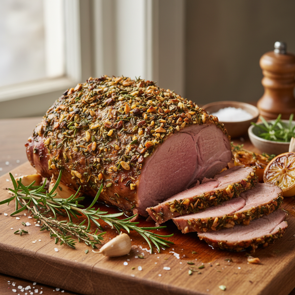 Herb-Infused Roast Leg of Lamb with Garlic and Rosemary recipe