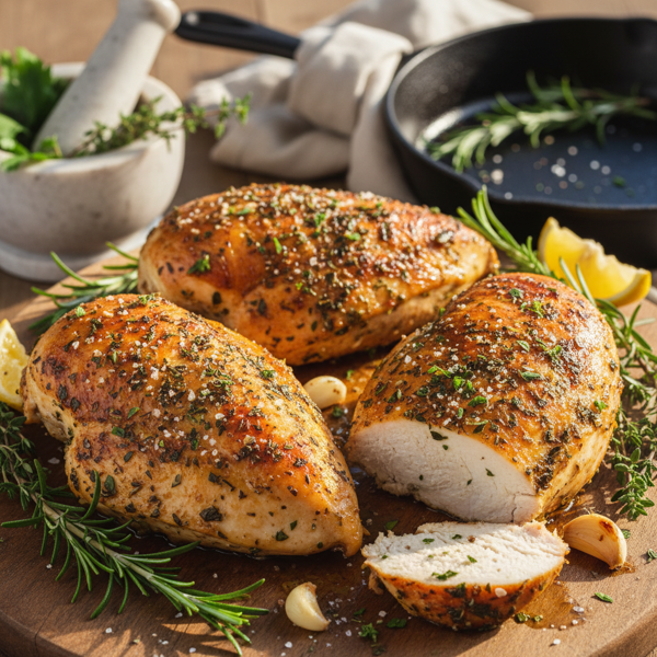 Herb-Infused Roasted Bone-In Chicken Breasts recipe