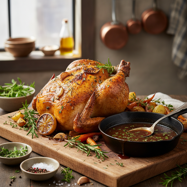 Herb-Infused Roasted Chicken with Savory Pan Sauce recipe