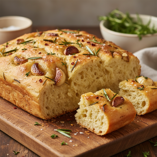 Herb-Infused Roasted Garlic Focaccia recipe